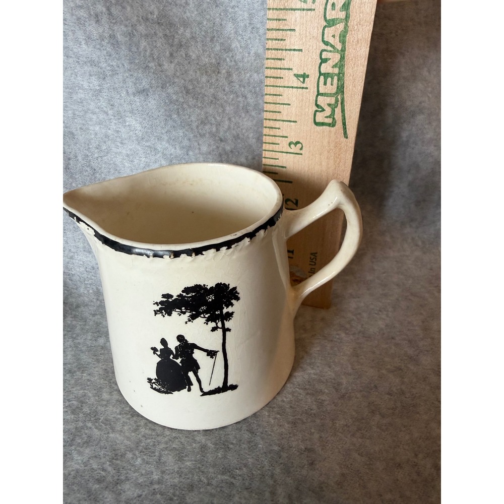 Vintage Harker Pottery Co Silhouette Creamer Pitcher Colonial Couple Ceramic